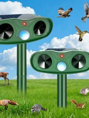 2026 Upgraded Ultrasonic Animal Repellent Outdoor (2 Pack), Solar Powered Animal